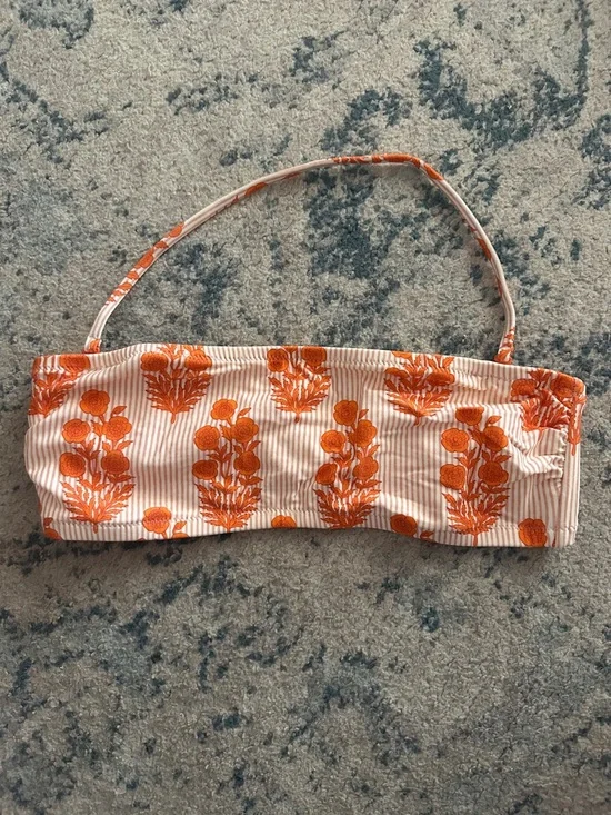 J. Crew Orange Floral Bandeau Top - Picture 1 of 3